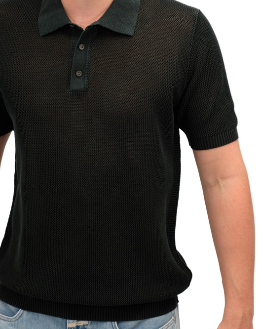 Knit S/S polo shirt Nero