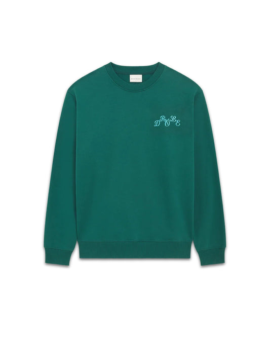 Dark Green Plateau French Terry Embroidered Relaxed Fit Sweater