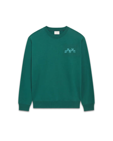 Dark Green Plateau French Terry Embroidered Relaxed Fit Sweater