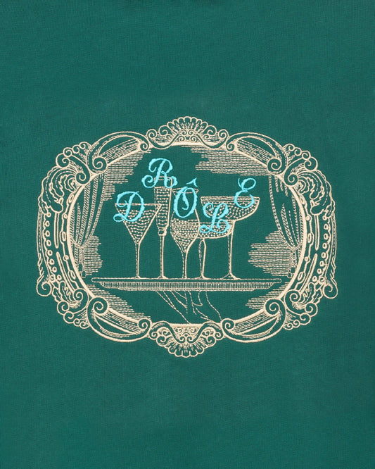 Dark Green Plateau French Terry Embroidered Relaxed Fit Sweater