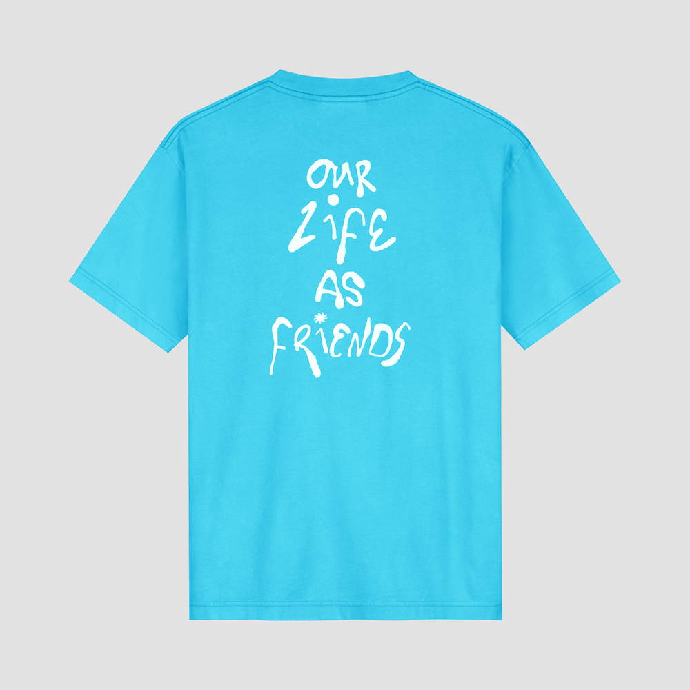 Tag Cotton T-shirt Cyan Blue