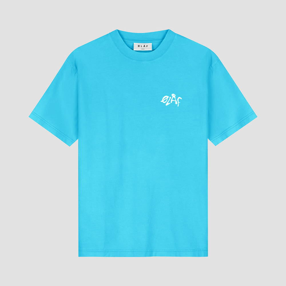 Tag Cotton T-shirt Cyan Blue
