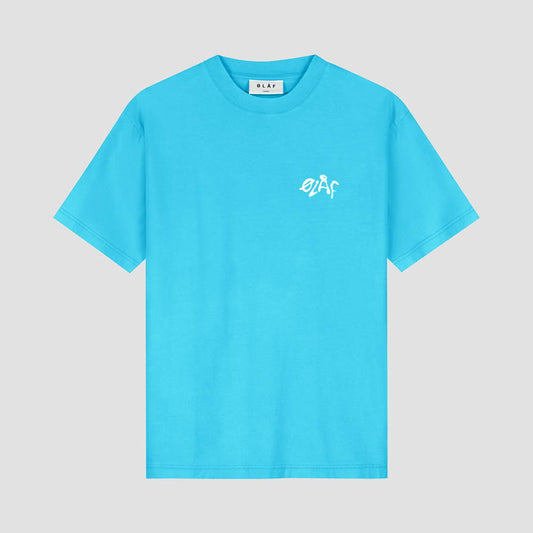 Tag Cotton T-shirt Cyan Blue