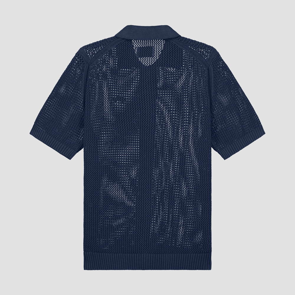 Knitted Cotton Polo Navy