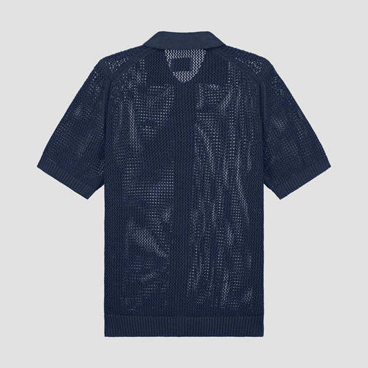 Knitted Cotton Polo Navy
