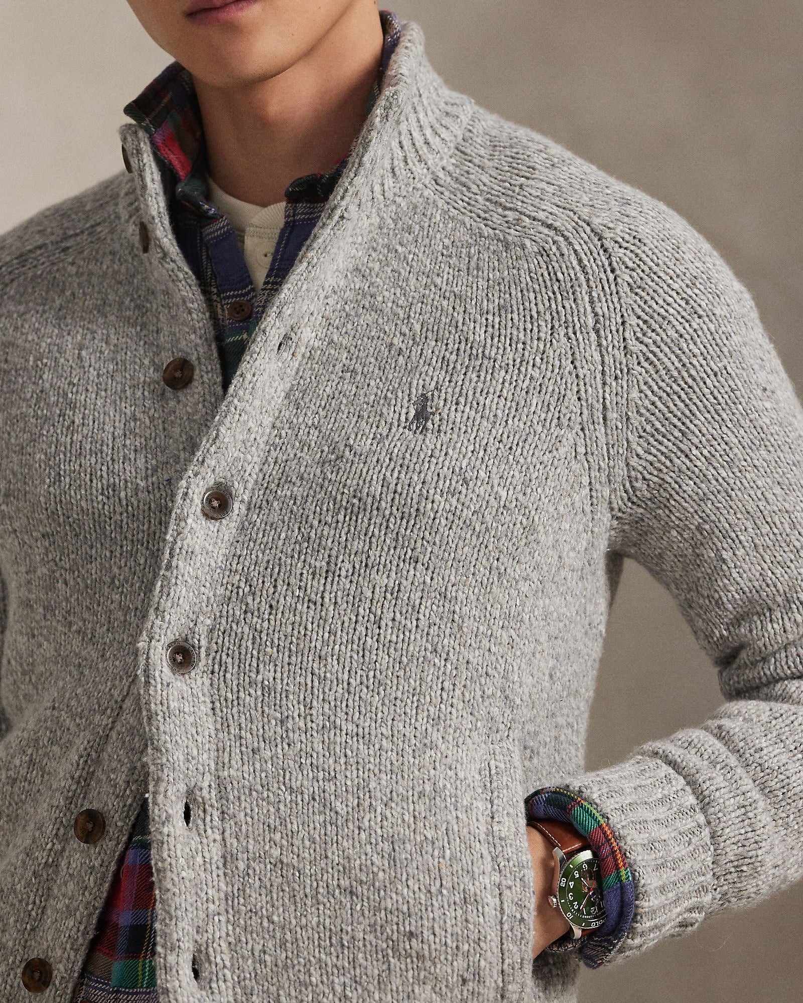 Grey Marl Wool Cardigan