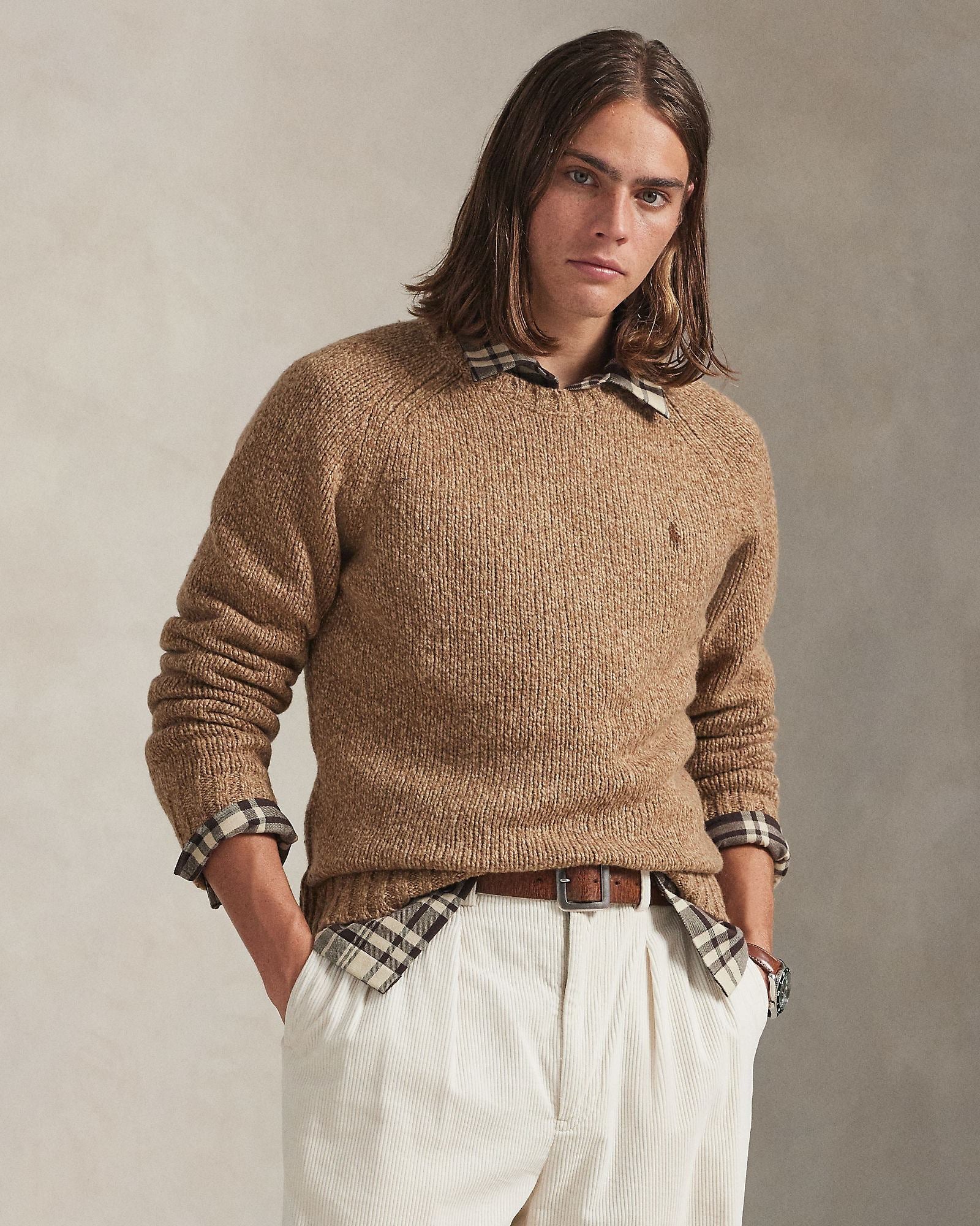 Camel Marl Wool Pullover
