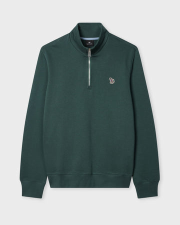 Green Sweat Halfzip Zebra Badg