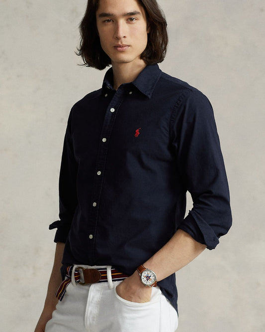 RL Navy Custom Fit Oxford Shirt