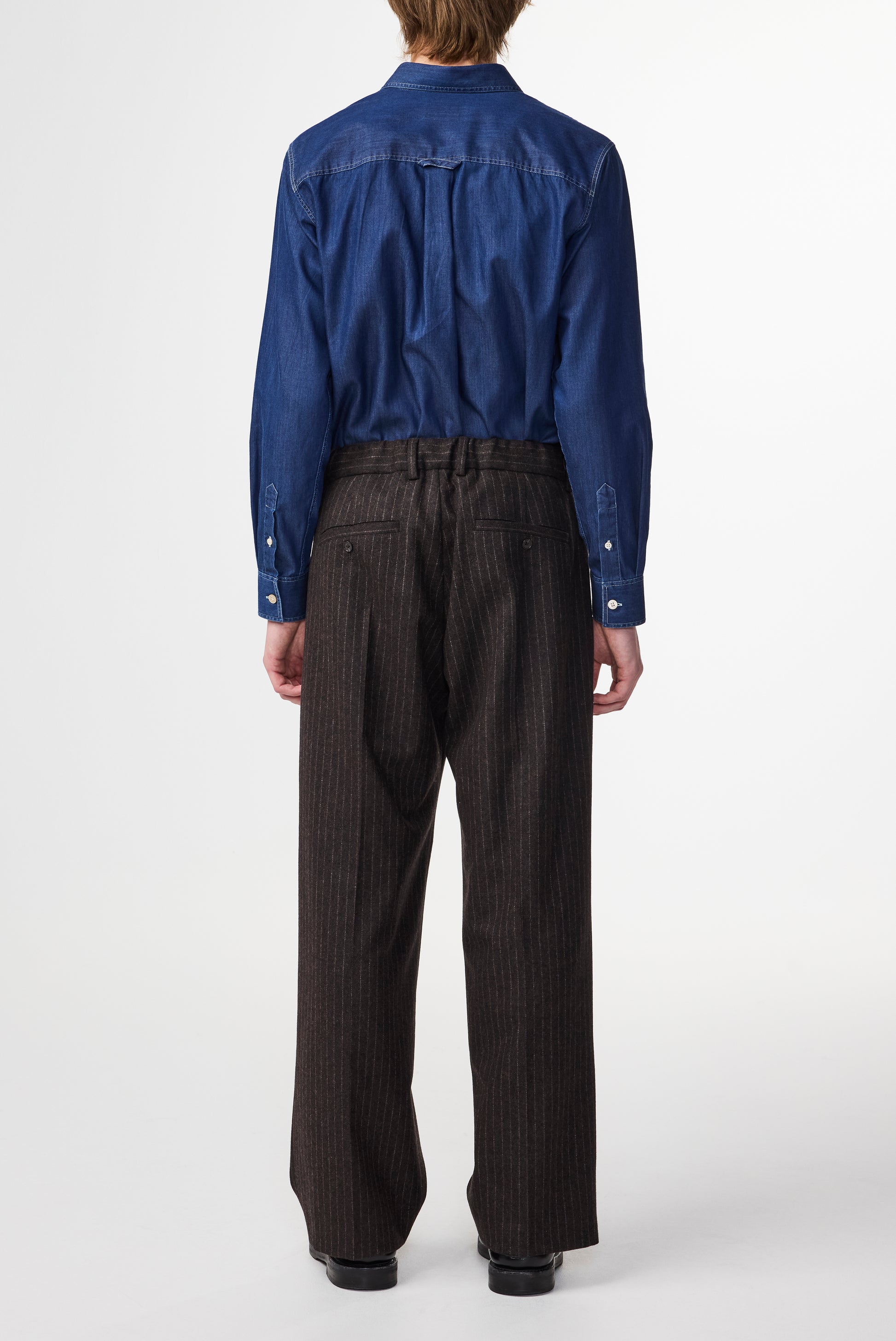 Kay Woolblend Pants Brown Stri