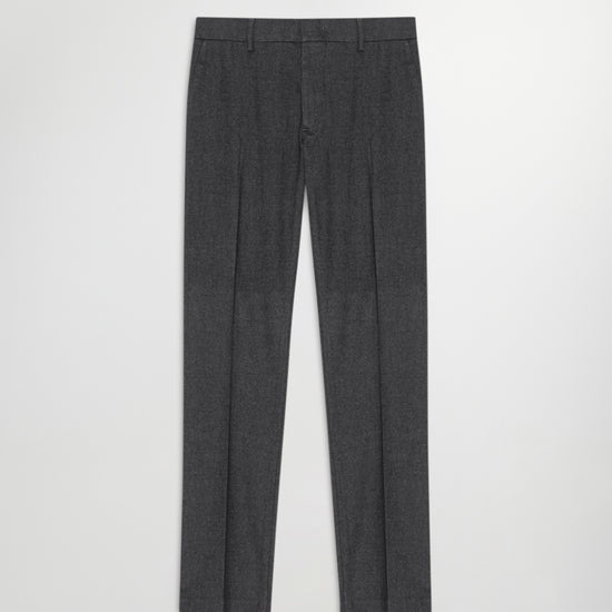 Black Melange Theo Cotton Tailored Slim Fit Trousers