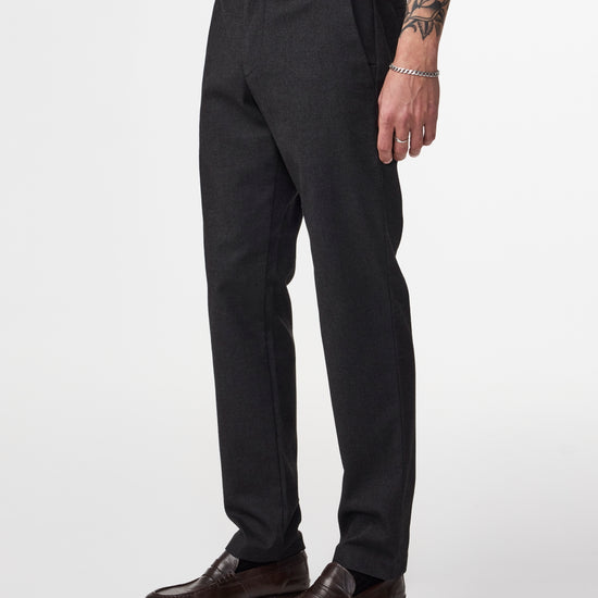 Black Melange Theo Cotton Tailored Slim Fit Trousers