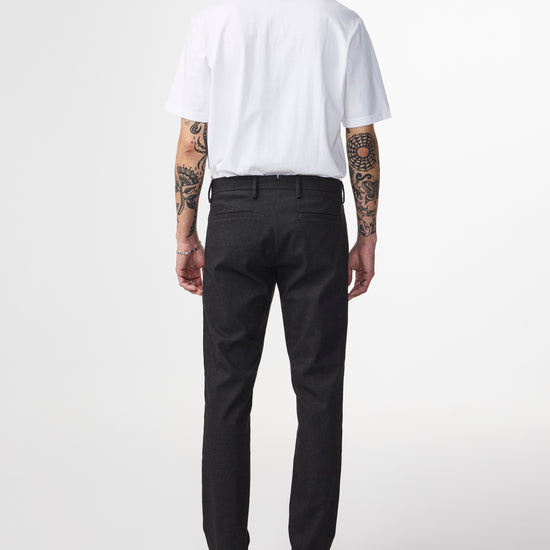 Black Melange Theo Cotton Tailored Slim Fit Trousers