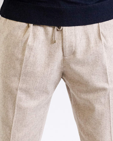 Beige Wool Drawstring Dressed