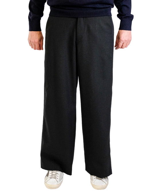 Black Eron Wool Blend Wide Leg