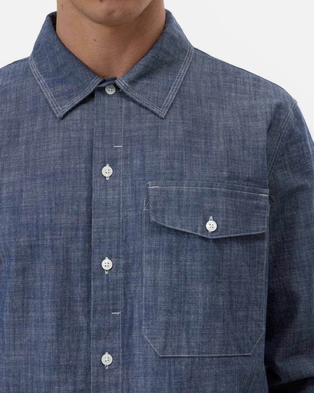 Washed cotton chambray Ink Blu