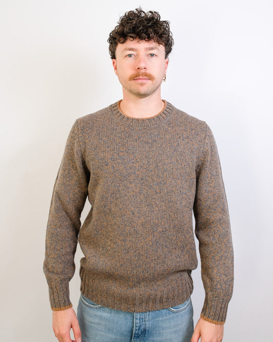 Brown Beige Melee Half Button