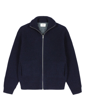 Navy Shetland Wool Zip