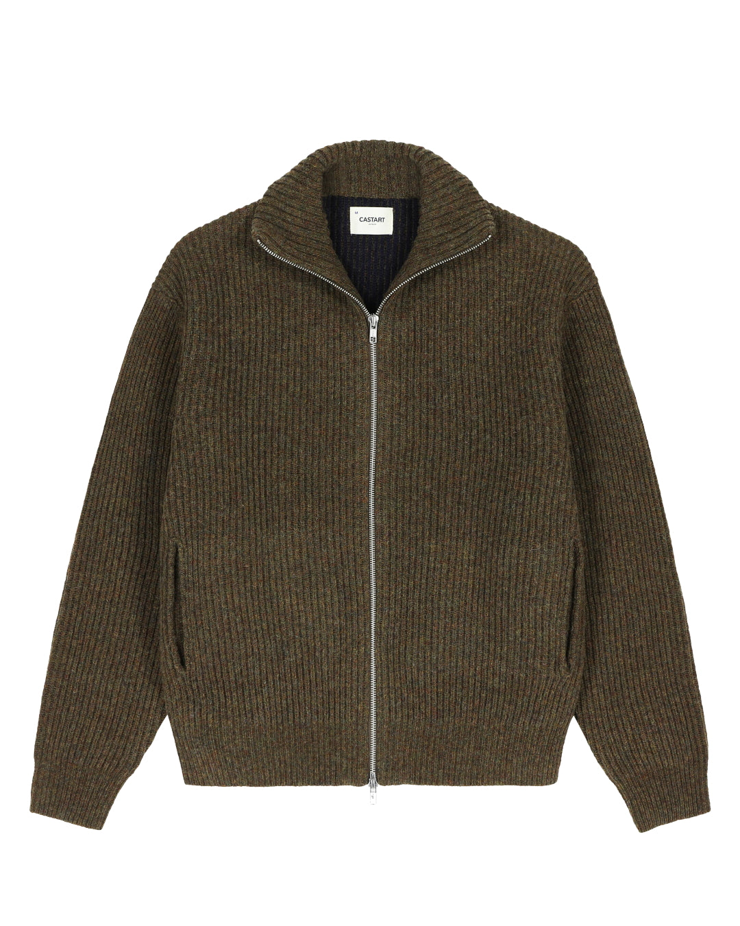 Brown Shetland Wool Zip