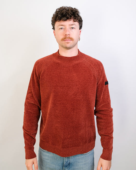 Orange Velvet Roll Neck Pullov