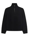 Black WBLee Wool Blend Ribbed Knit Half Zip Pullover