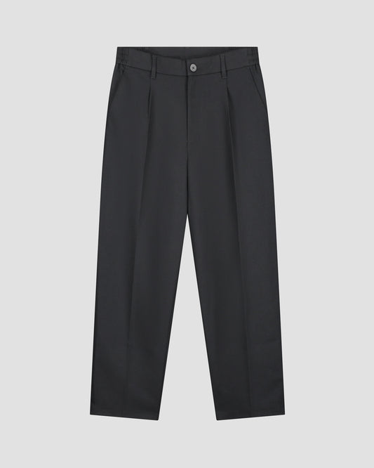 Regular Charcoal Pleated Chino