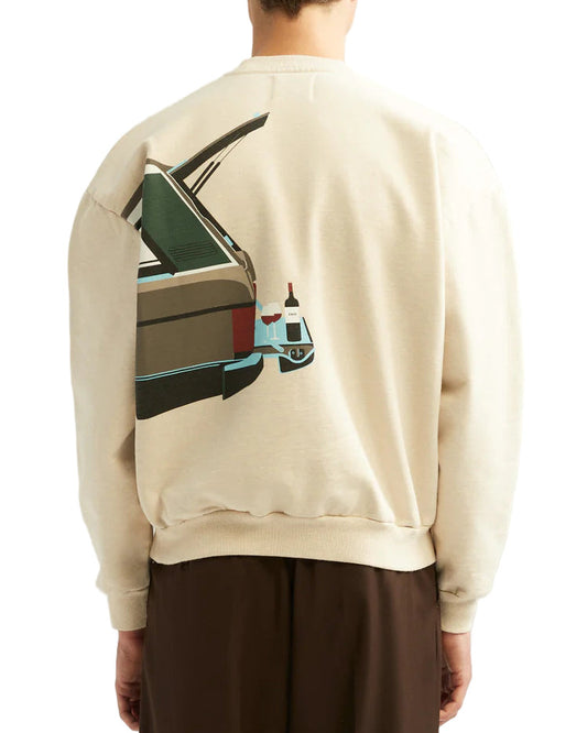 Oatmeal Winedrive Cotton Relaxed Fit Sweater