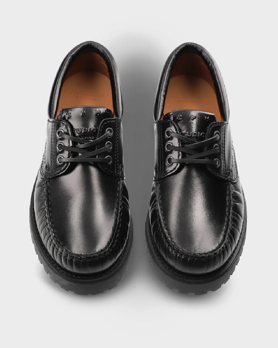 Black Leather Boat Shoe