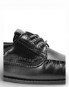 Black Leather Boat Shoe