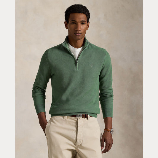 Mesh Knit Cotton Quarter Zip P