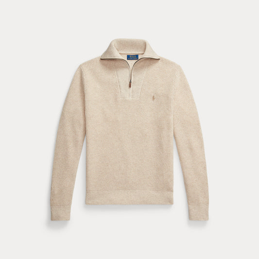 Waffle Wool Cotton Quarter Zip