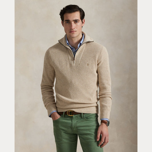 Waffle Wool Cotton Quarter Zip