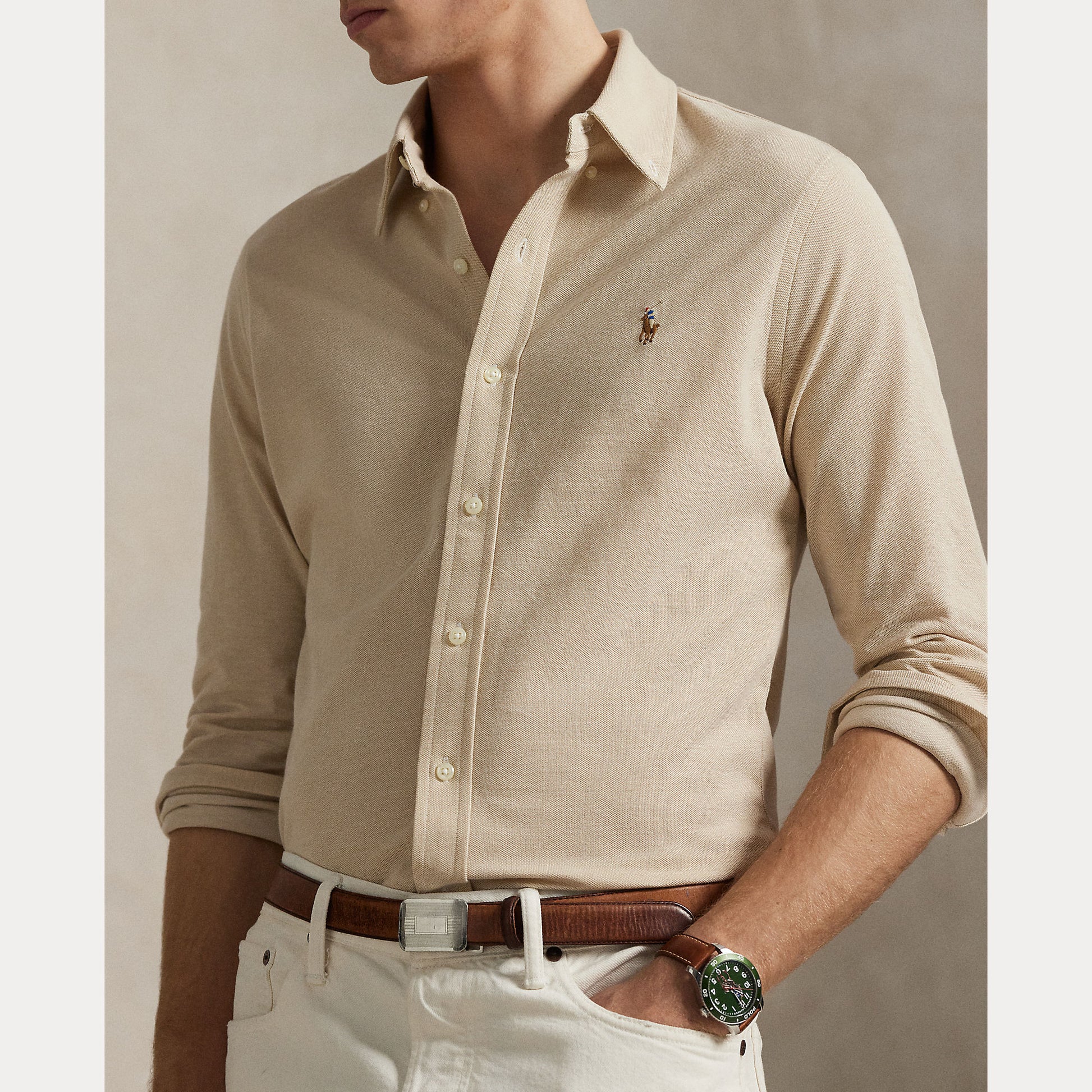 Knit Oxford Shirt Coastal Beig