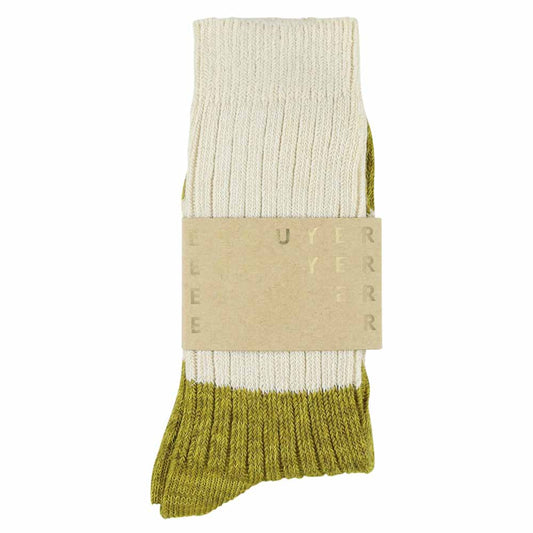 Melange Blend Block Socks Ecru