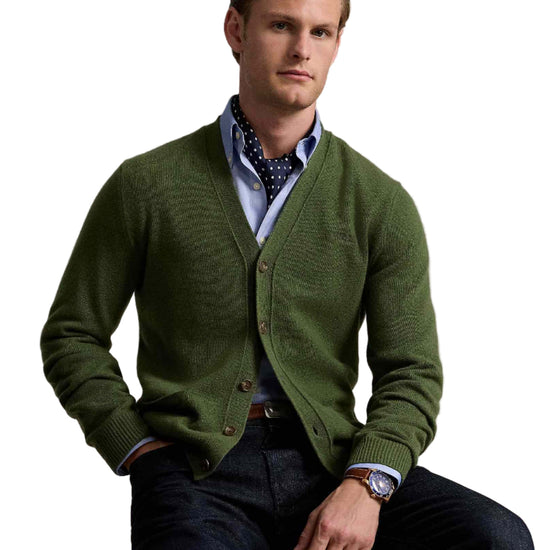 Logo Woll V-Neck Cardigan Clas