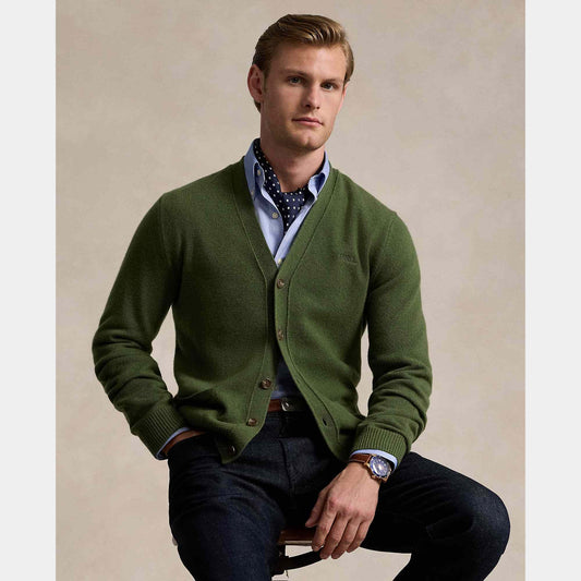 Logo Woll V-Neck Cardigan Clas