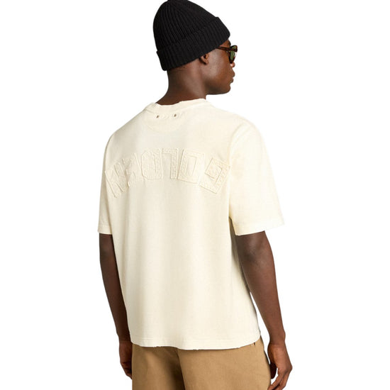 Relaxed fit T-shirt cotton jersey logo patch Heritage White