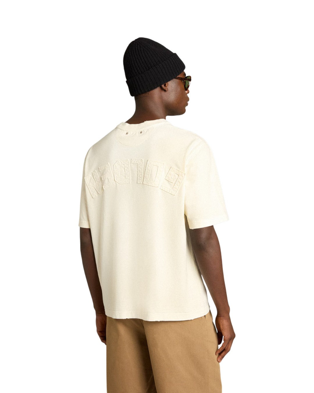 Relaxed fit T-shirt cotton jersey logo patch Heritage White