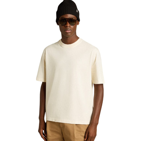 Relaxed fit T-shirt cotton jersey logo patch Heritage White