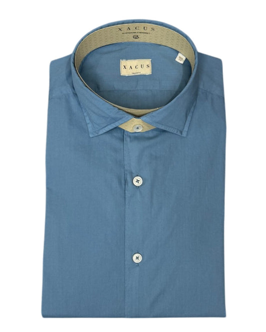 Greasy Blue Fine Popeline Tailor Fit Shirt