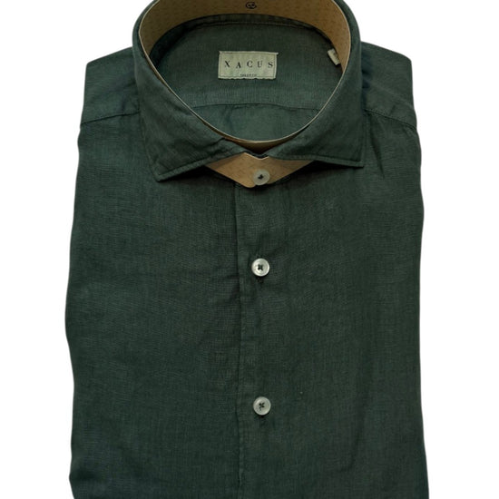 Bottle Green Linen Tinto Filo Tailor Fit