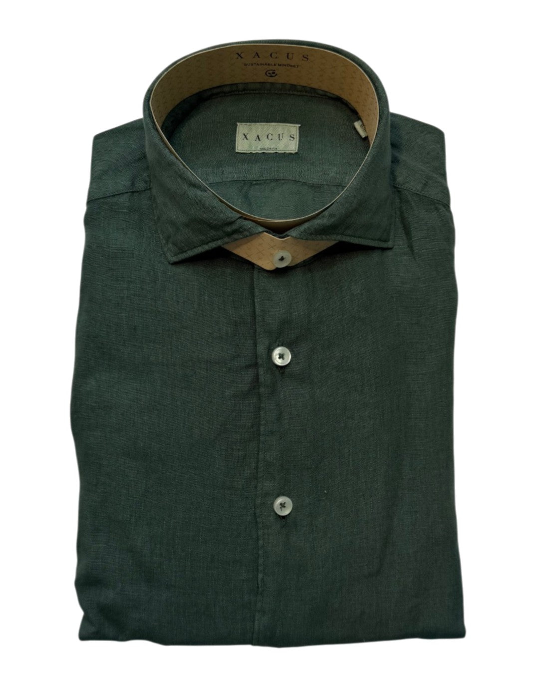 Bottle Green Linen Tinto Filo Tailor Fit