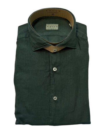 Bottle Green Linen Tinto Filo Tailor Fit