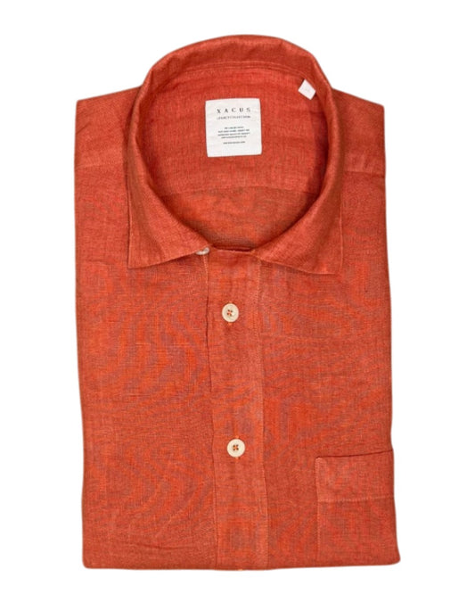 Rust Red Linen Tinto Filo Tailor Fit