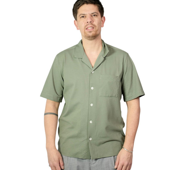 Kakhi Green Seersucker Active Bowling Shirt