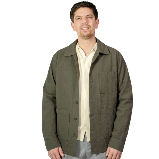 Kakhi Green Seersucker Overshirt