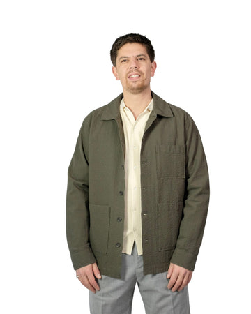 Kakhi Green Seersucker Overshirt