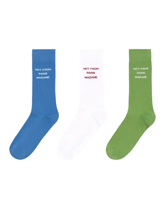 Le Pack de Chaussettes Slogan Blue White Green