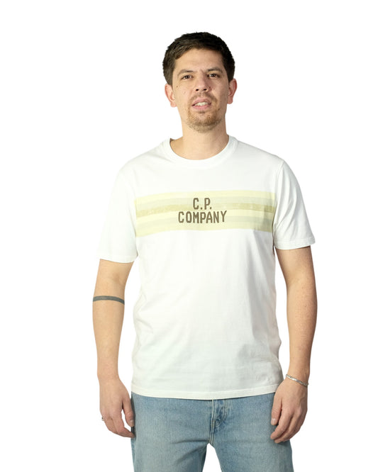 Gauze White Jersey slhort sleeve striped T-shirt