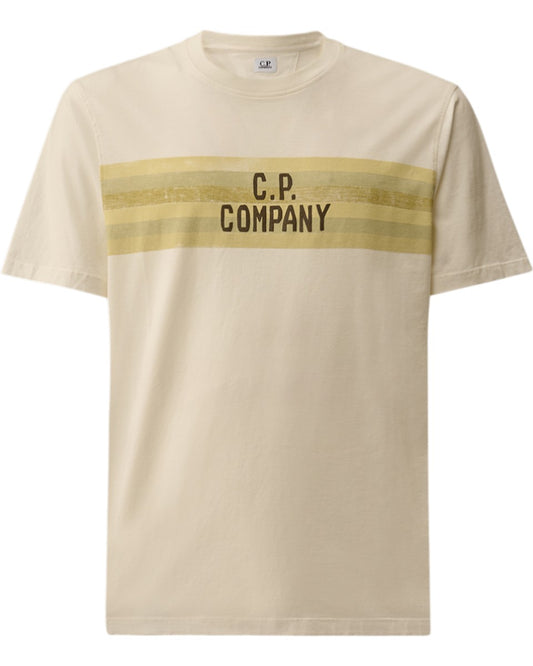 Gauze White Jersey slhort sleeve striped T-shirt